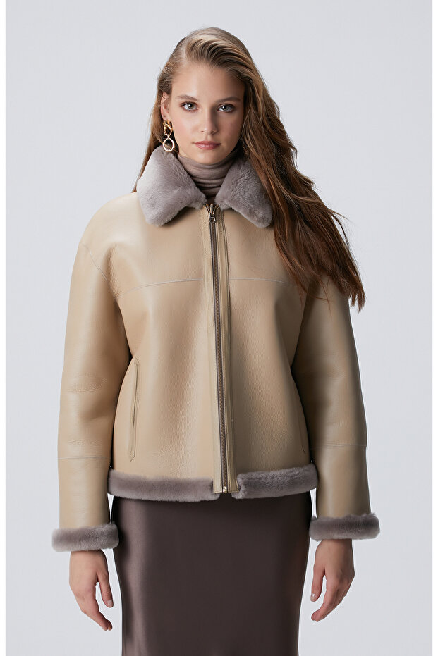 Gri Çift Taraflı Deri Kaban - 4