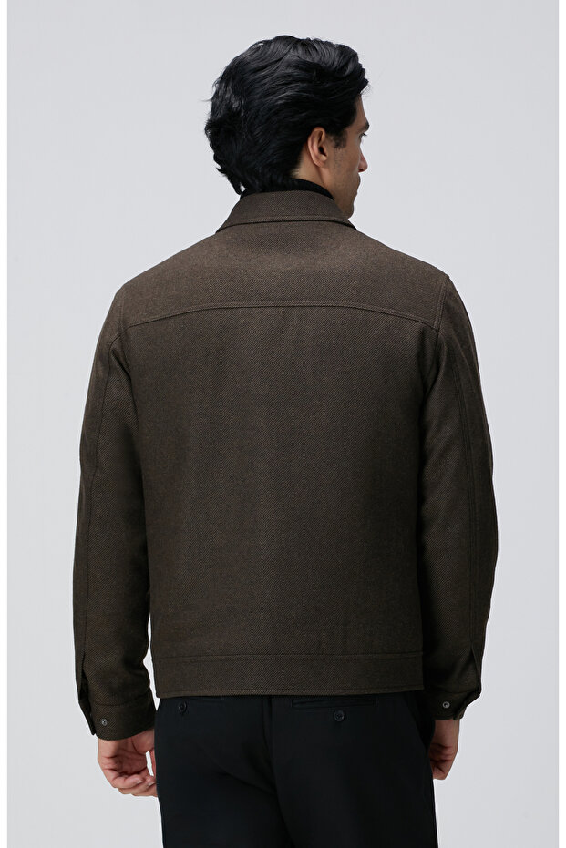 Haki Yün Karışımlı Mont - 5