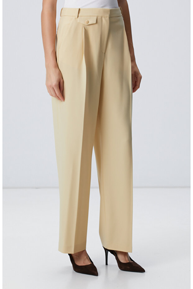 Sarı Yün Karışımlı Pantolon - 3