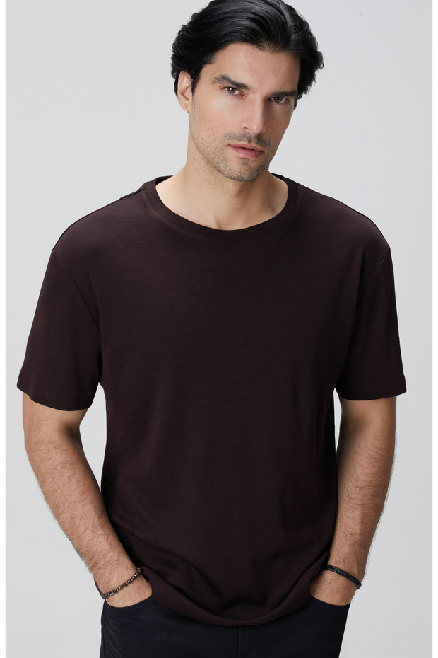 Bordo Yün T-shirt - 2