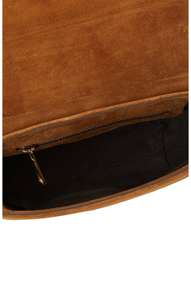 Taba Püsküllü Kadın Süet Çanta - 4