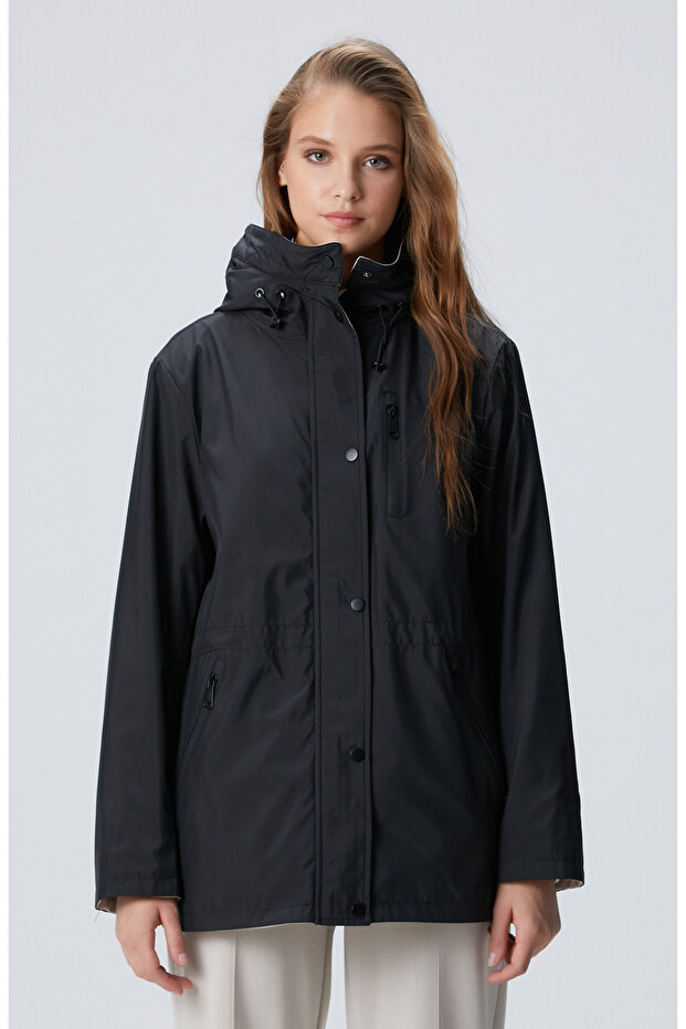 Siyah Çift Taraflı Mont - 4