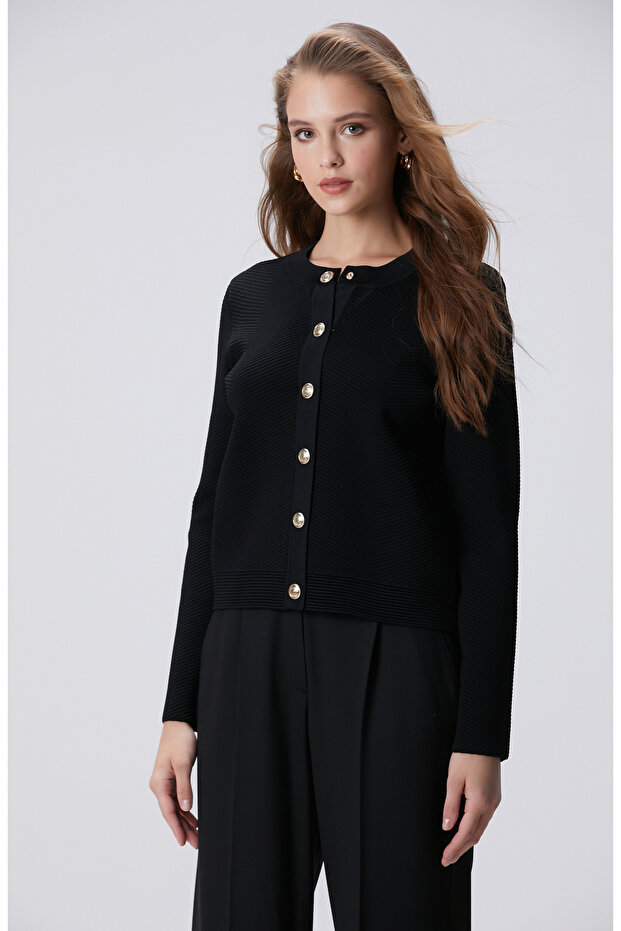 Siyah Triko Ceket - 4
