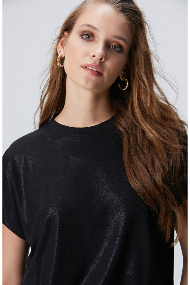 Siyah Varaklı T-shirt - 2