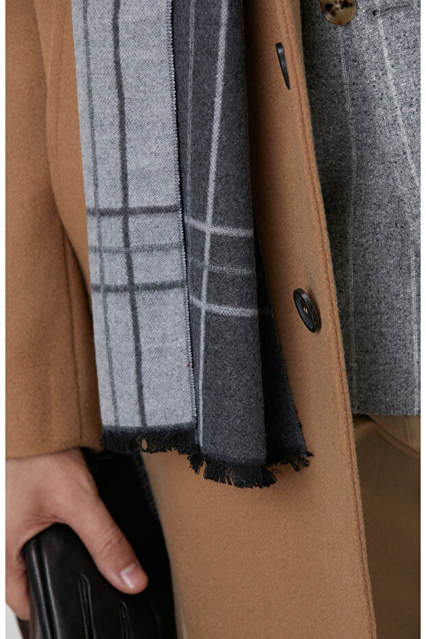 Siyah Desenli Erkek Atkı - 4