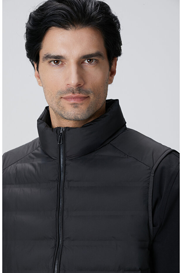 Siyah Puffer Casual Yelek - 6