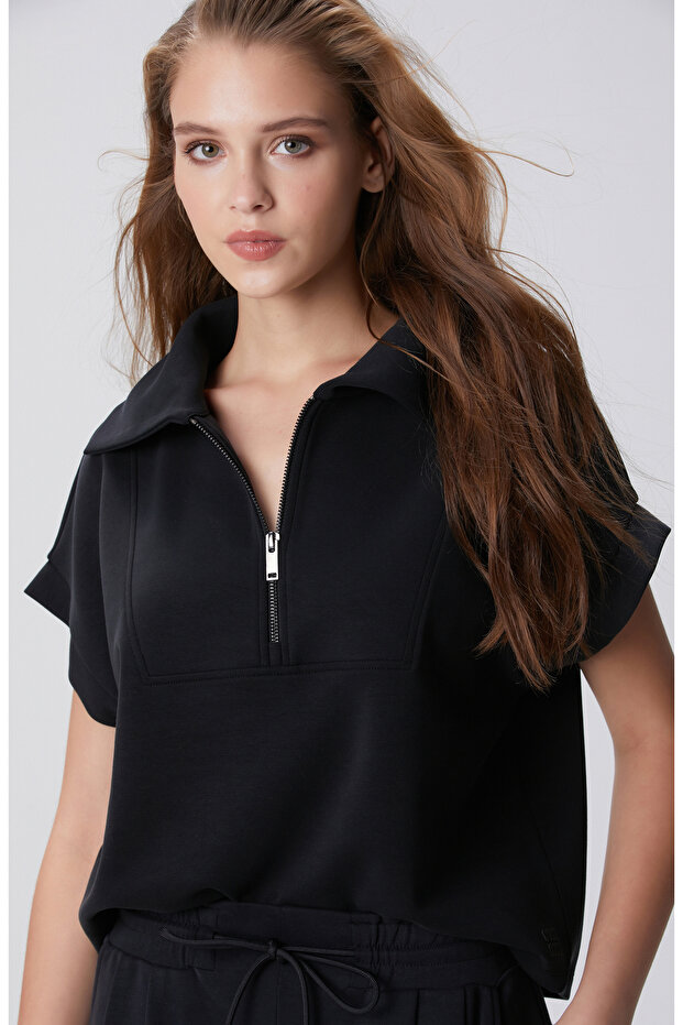 Siyah Modal Karışımlı Sweatshirt - 2