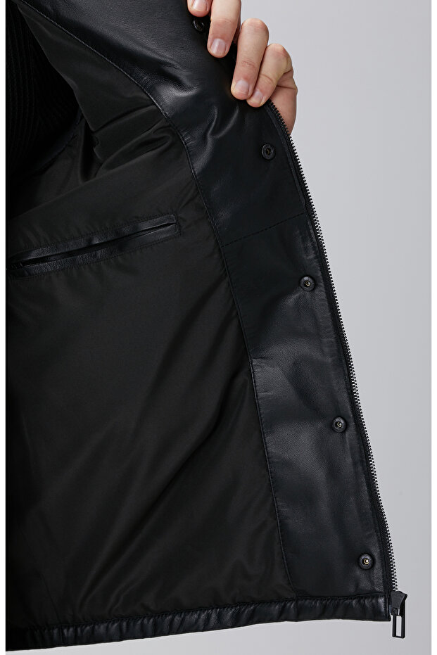 Siyah Kapitoneli Deri Mont - 8