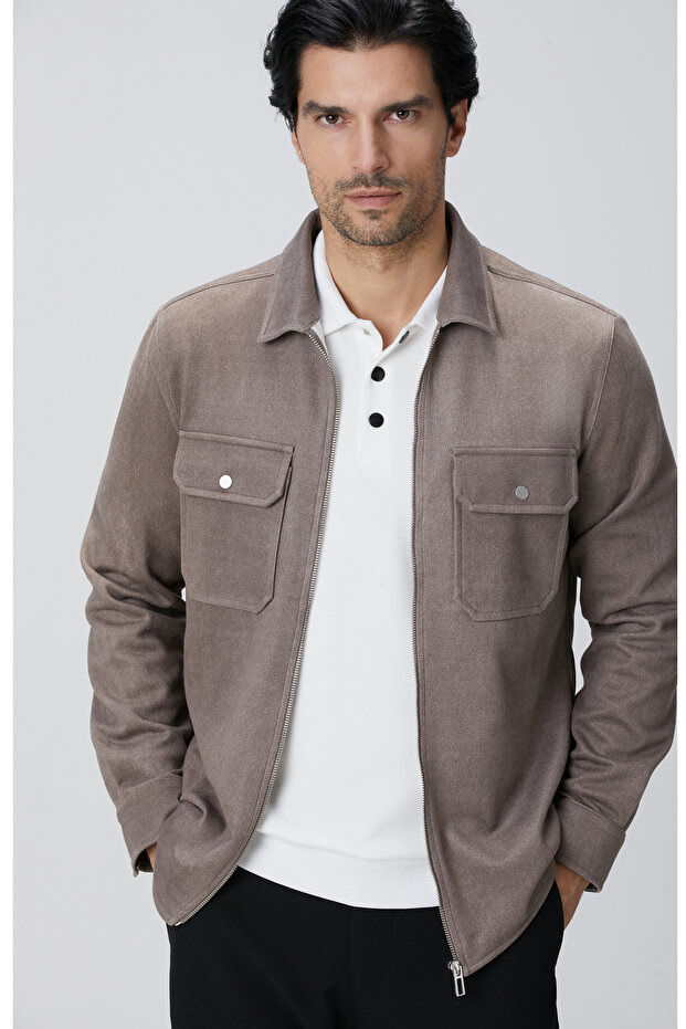 Vizon Süet Görünümlü Dış Gömlek - 2