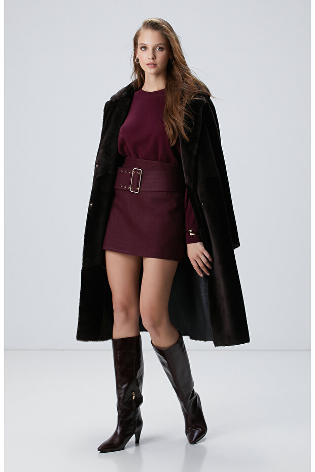 Vişne Yün Karışımlı Etek - 2