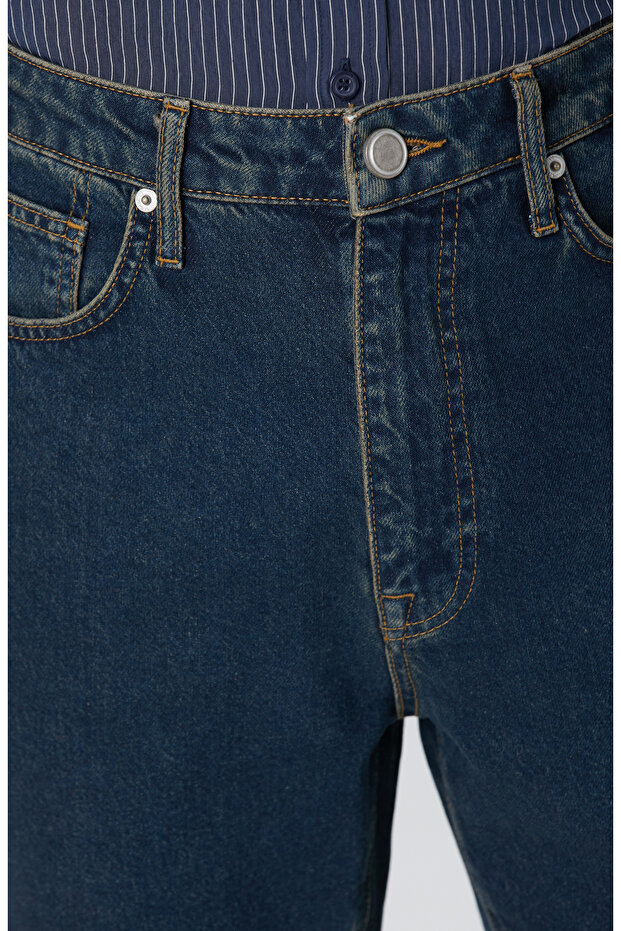 Lacivert Denim Pantolon - 4