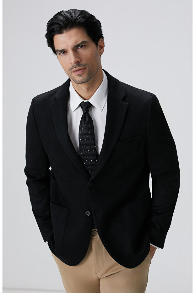 Limited Siyah Kaşmir Ceket - 4