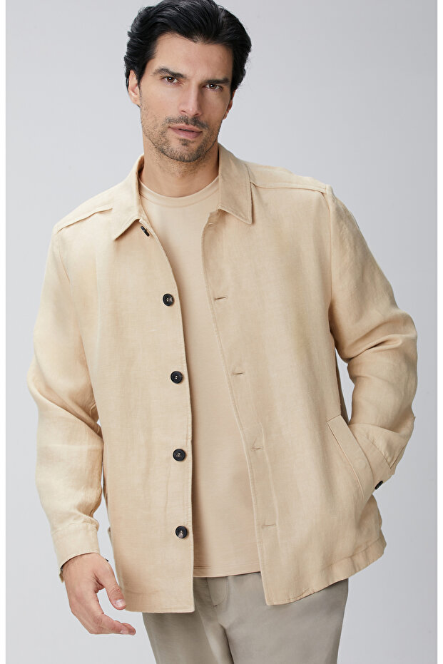 Bej Diyagonal Ceket - 3