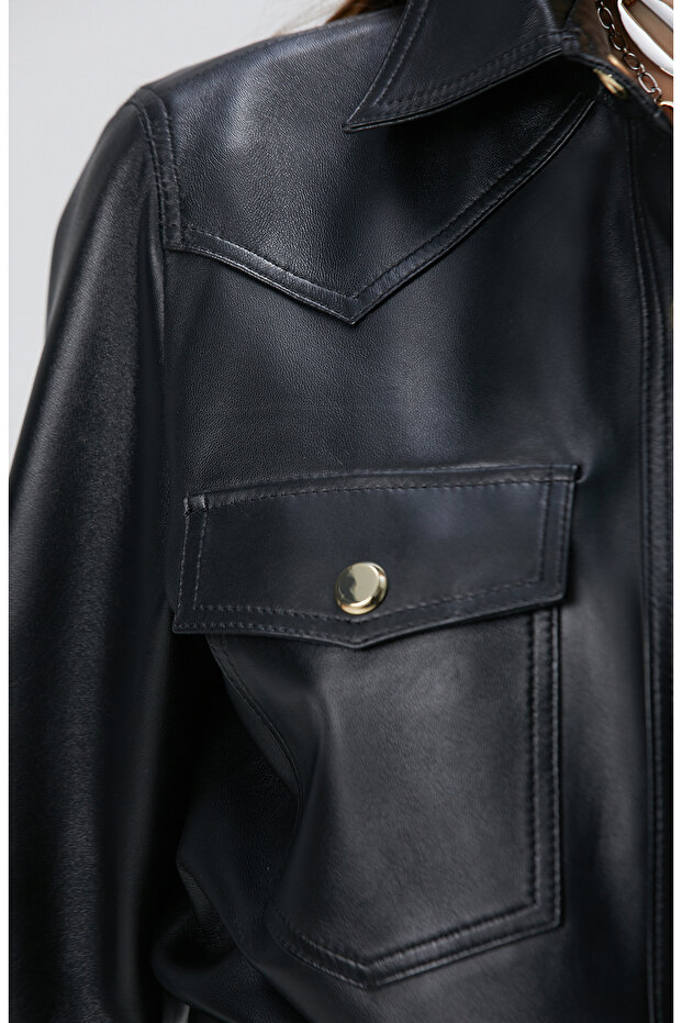 Siyah Deri Gömlek - 7