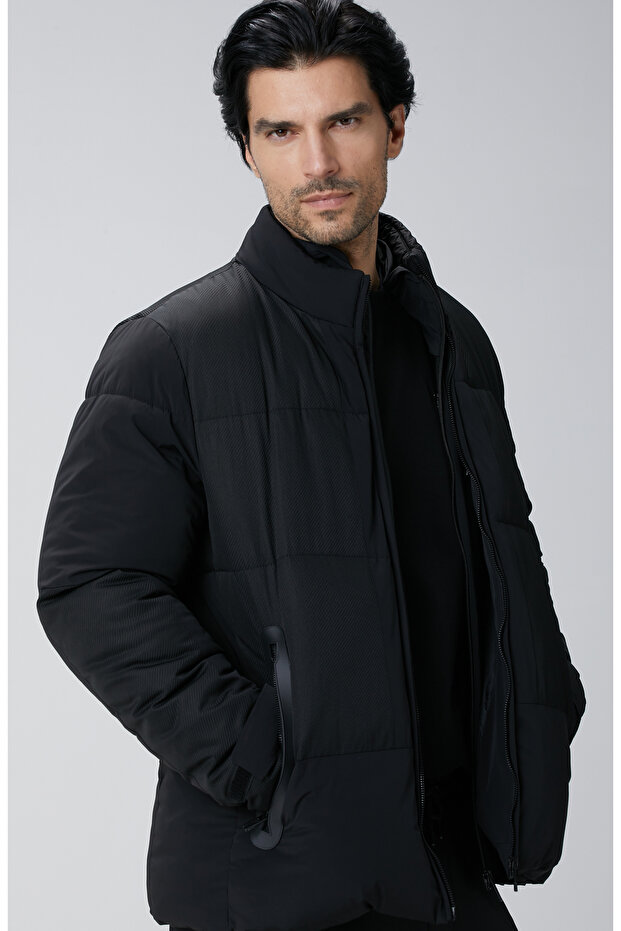 Siyah N-Tech Dik Yaka Puffer Mont - 2