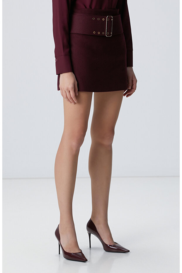 Vişne Yün Karışımlı Etek - 4