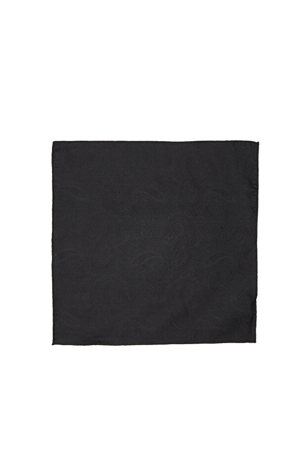Siyah Şal Desenli İpek Mendil - 1