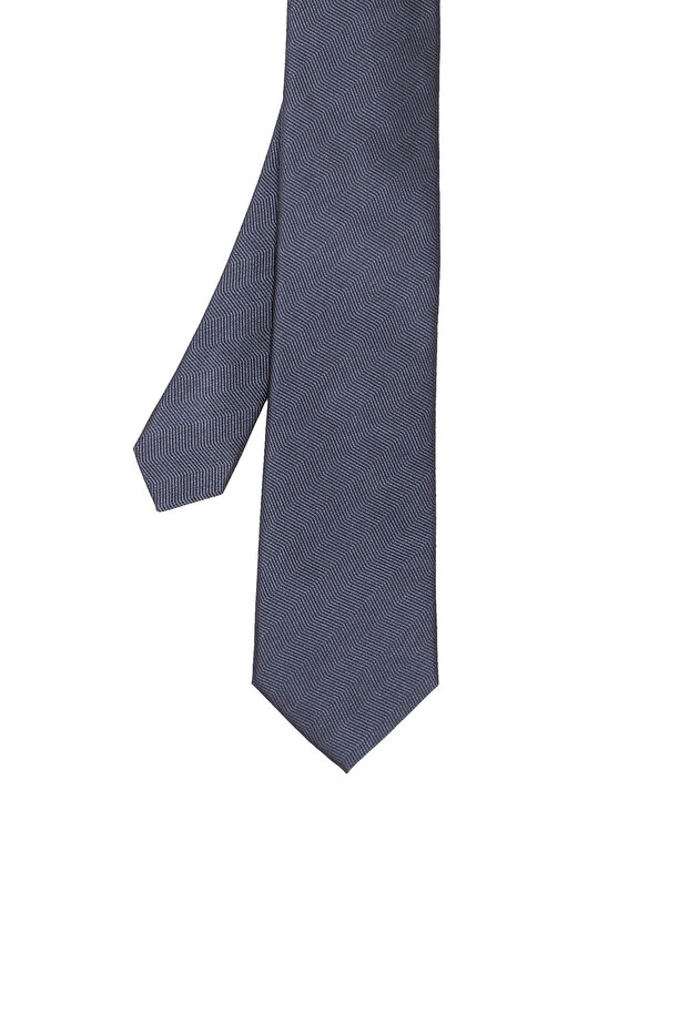 Gri Desenli İpek Kravat - 1