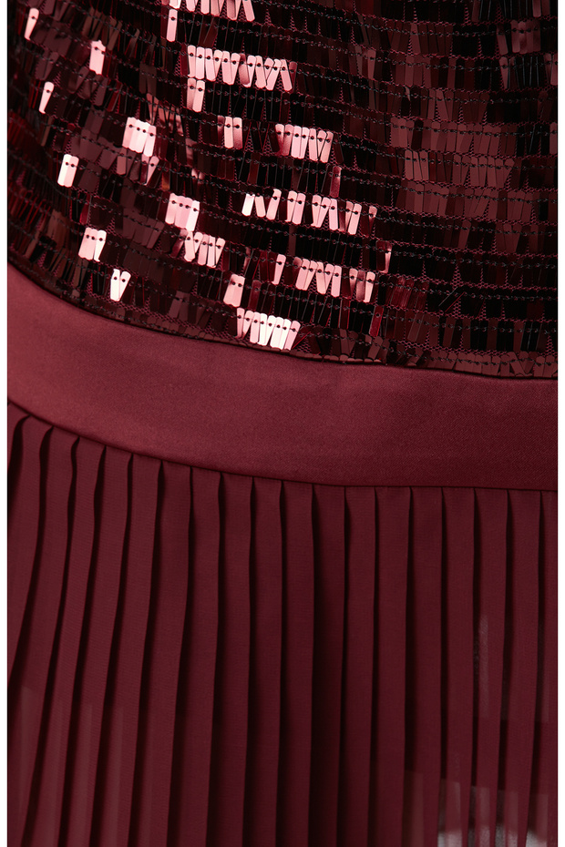 Vişne Payetli Mini Abiye Elbise - 7