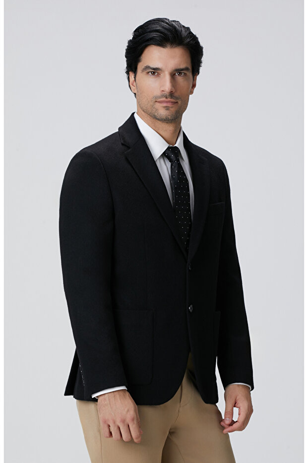 Limited Siyah Kaşmir Ceket - 5