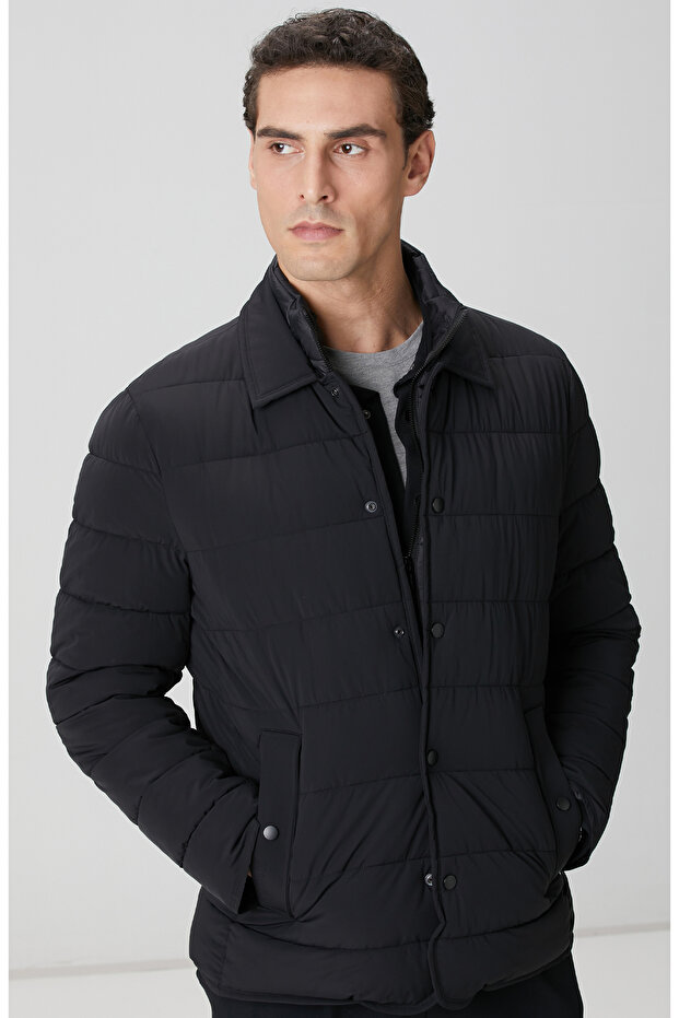 Siyah Puffer Coat Ceket - 3