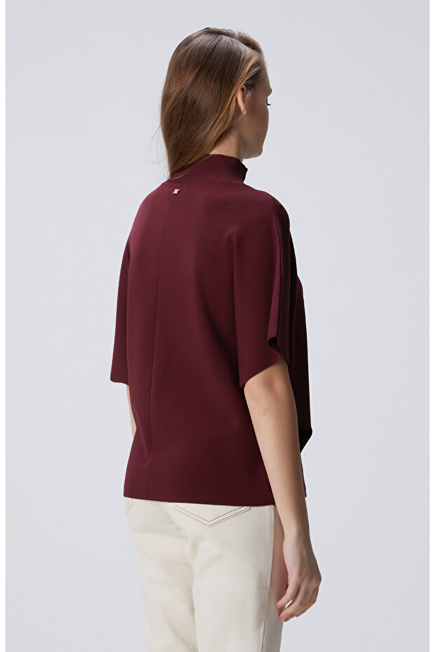 Vişne Bol Form Basic Triko Kazak - 5