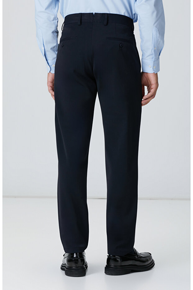 Lacivert Diyagonal Desenli Pantolon - 3