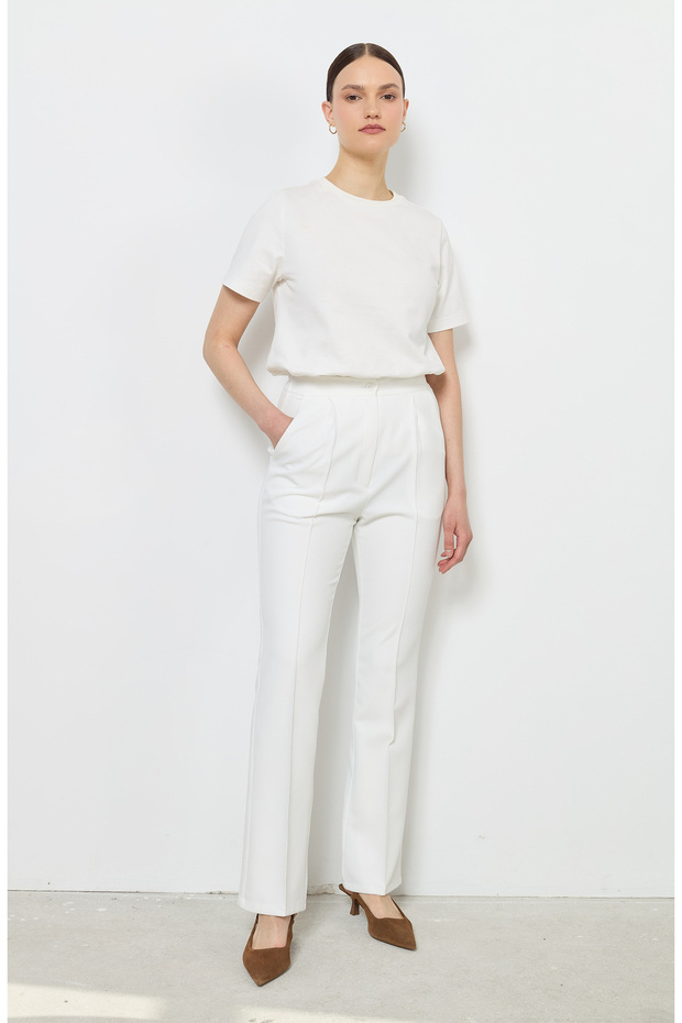 Flare Ekru Pantolon - 5