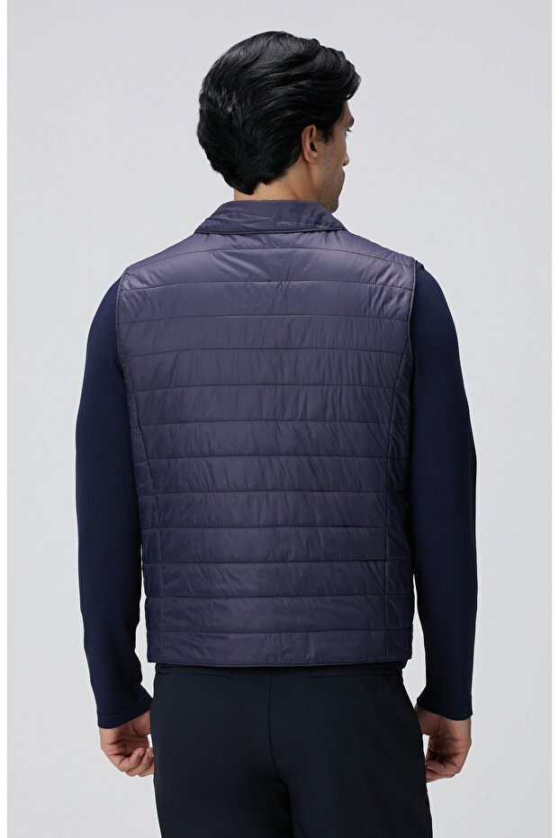 Lacivert Puffer Casual Yelek - 5