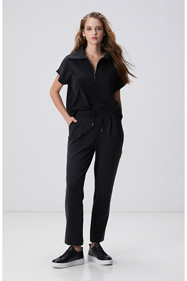 Siyah Modal Karışımlı Eşofman - 1