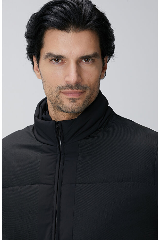 Siyah N-Tech Dik Yaka Puffer Mont - 6