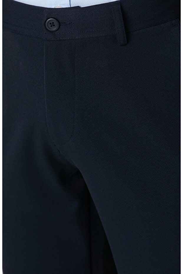 Lacivert Diyagonal Desenli Pantolon - 4