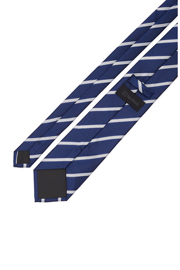 Lacivert Çizgili Kravat - 2