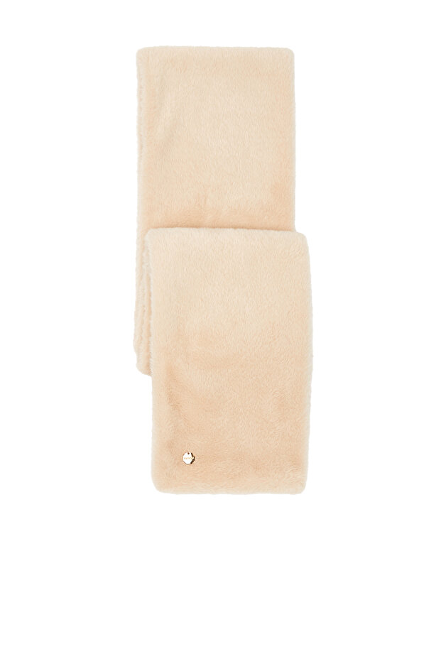 Bej Kadın Peluş Atkı - 3