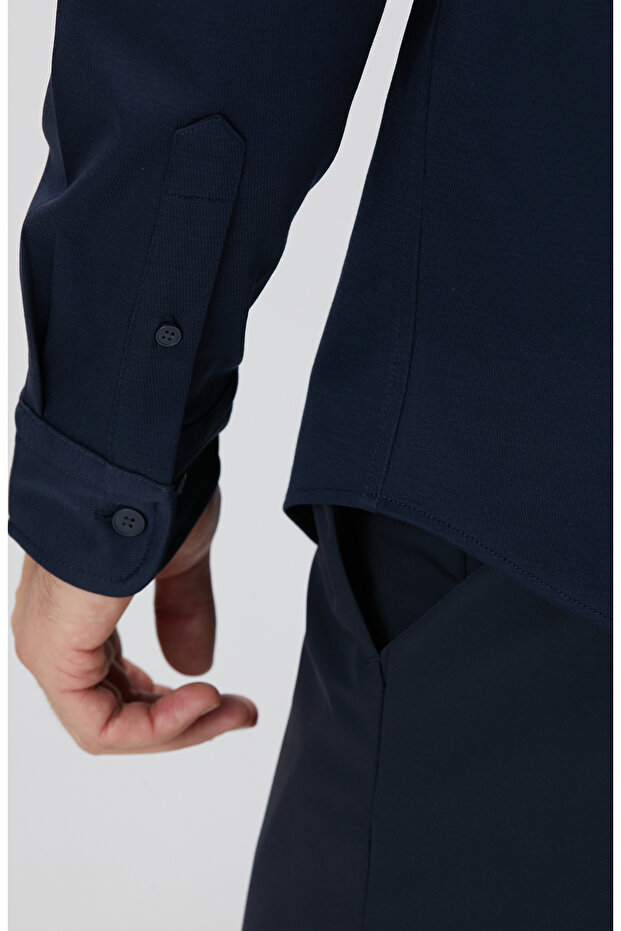 N-Tech Lacivert Örme Gömlek - 7