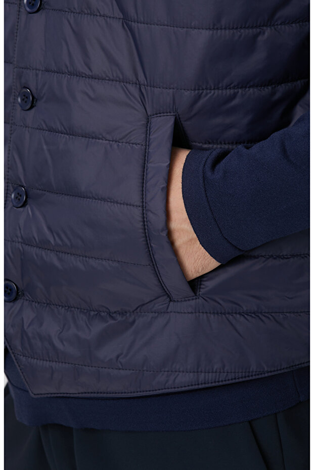 Lacivert Puffer Casual Yelek - 7