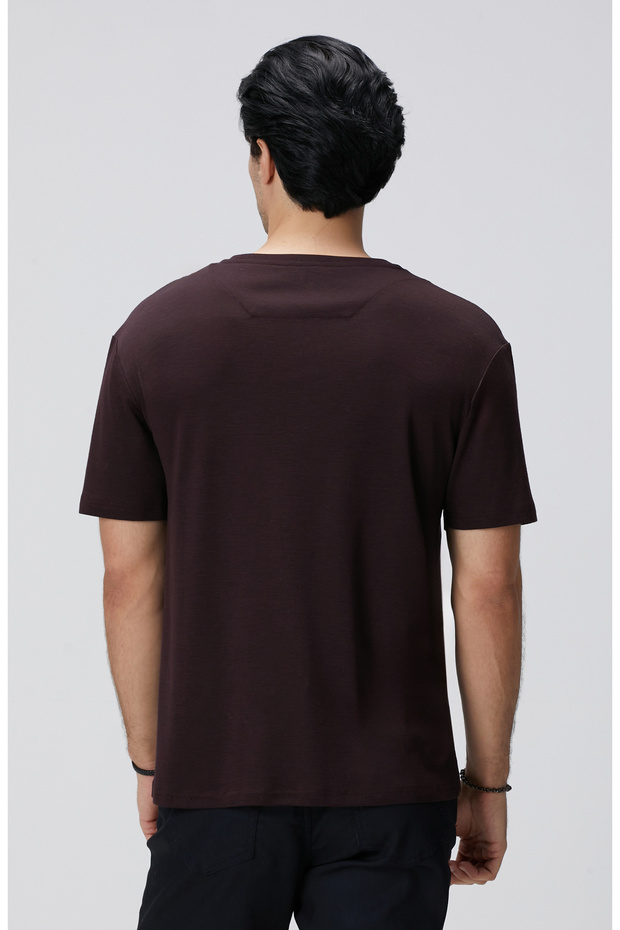 Bordo Yün T-shirt - 5