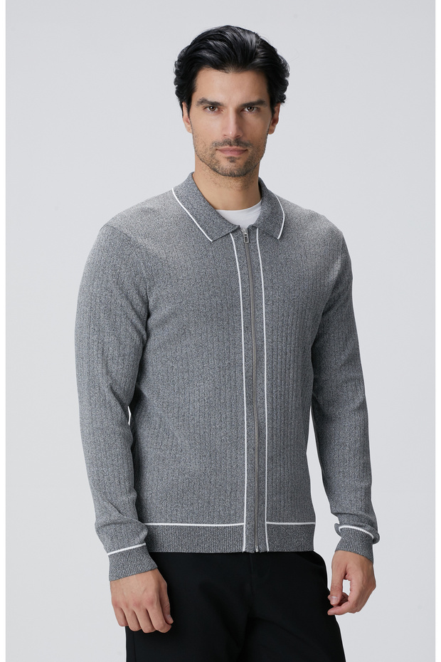 Gri Melanj Rayon Hırka - 4