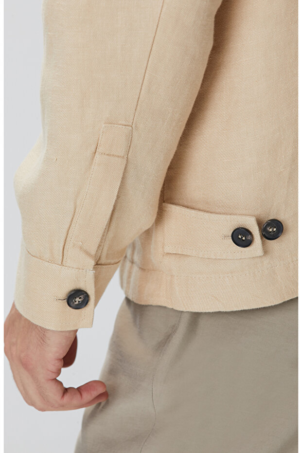 Bej Diyagonal Ceket - 7