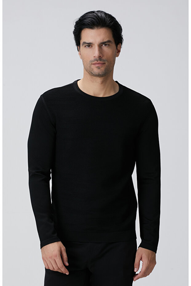 N-Tech Siyah Jakarlı Kazak - 4