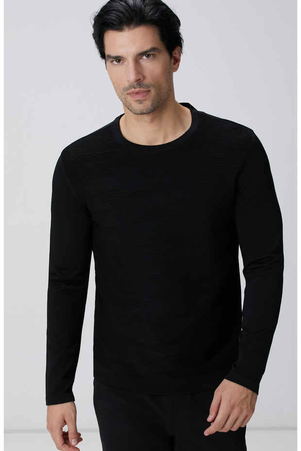 N-Tech Siyah Jakarlı Kazak - 2