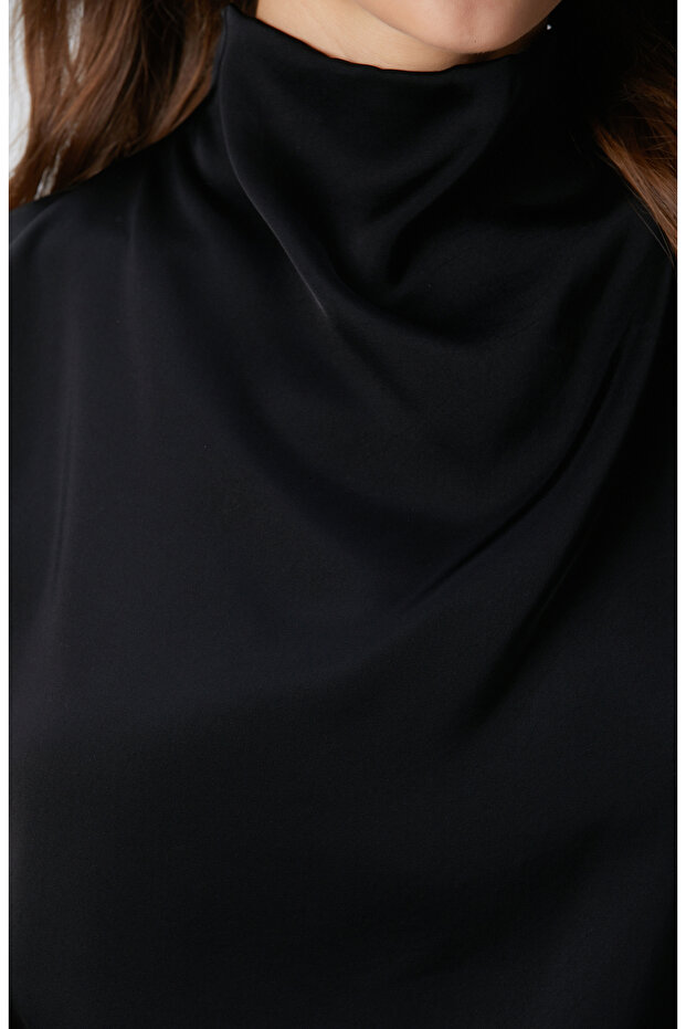 Siyah Degaje Yaka Bluz - 6