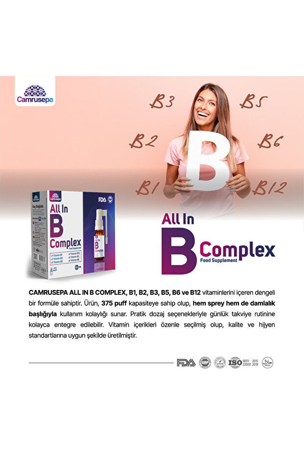 All In B Complex Sprey Ve Damla (B1, B3, B5, B12, B2, B6) 375 Puf - 6