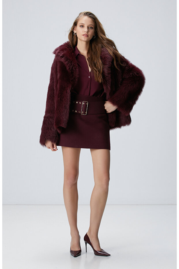 Vişne Yün Karışımlı Etek - 1