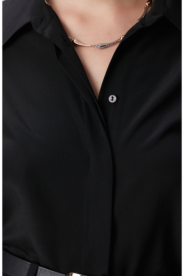 Limited Siyah İpek Gömlek - 6