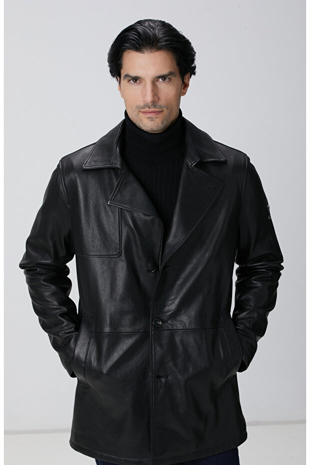 Siyah Deri Pardösü - 5