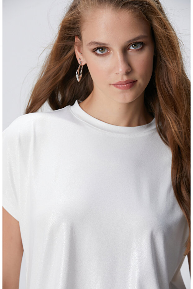 Kırık Beyaz Basic T-shirt - 2