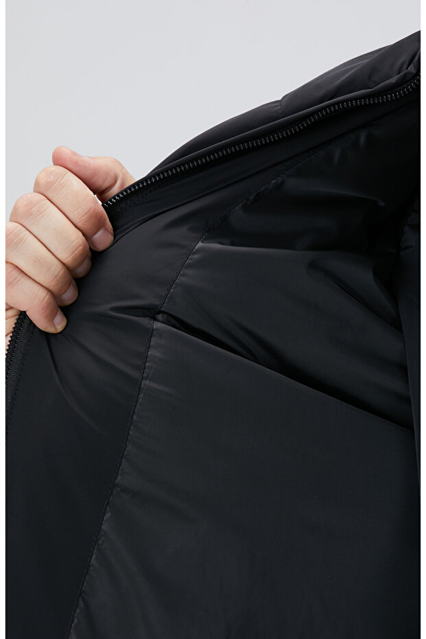 Siyah N-Tech Dik Yaka Puffer Mont - 8