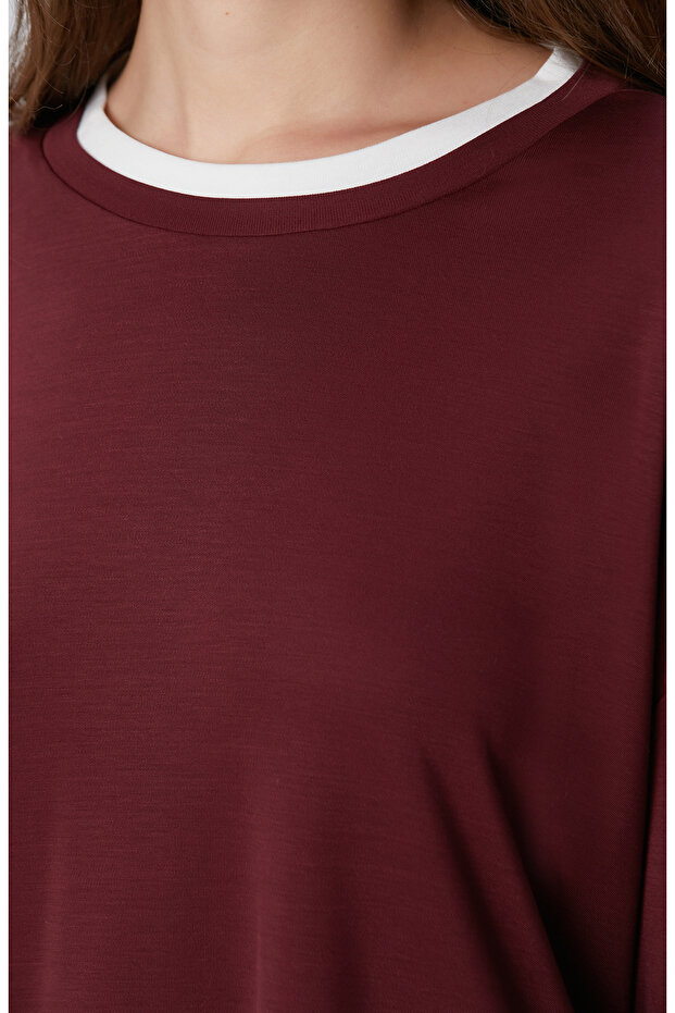 Bordo Çift Renkli T-shirt - 6
