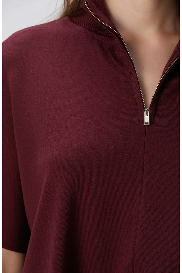 Vişne Bol Form Basic Triko Kazak - 6